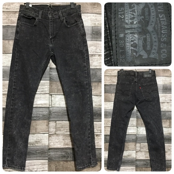 Levi’s 512 Slim Taper Jeans Men’s 30x32 Gray Black Stretch Denim - Picture 1 of 9